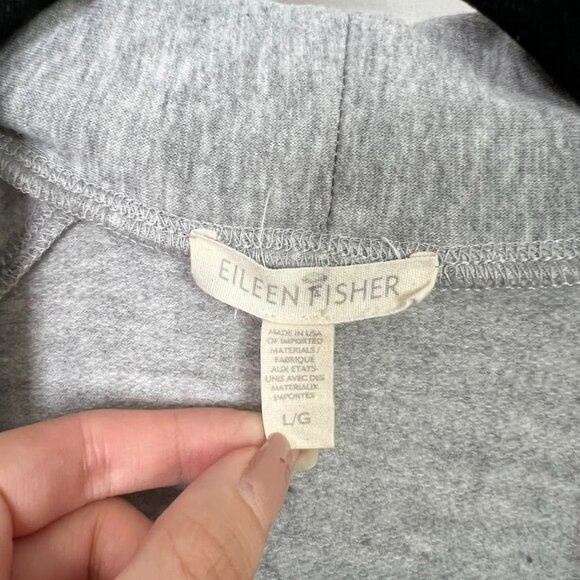 Eileen Fisher Gray Organic Cotton Open Front Cardigan Women's Size L - Picture 2 of 7